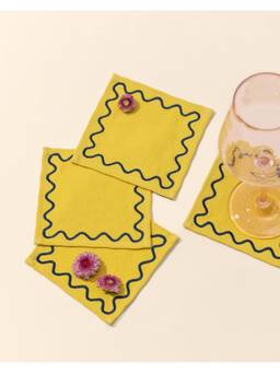 Lovedwell - Buttercup Embroidered Cocktail Napkins - Set of 4