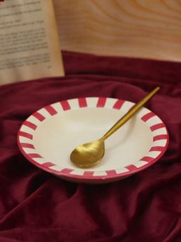 WEAVING HOMES - Red Striped Pasta Plate - Microwave & Dishwasher Safe