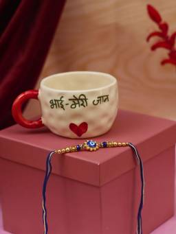 WEAVING HOMES - Bhai Meri Jaan Mug Rakhi Gift Box - 200 ml, Microwave & Dishwasher Safe