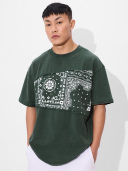 The Souled Store - Green Originals Meadow Printed Oversized T-Shirt