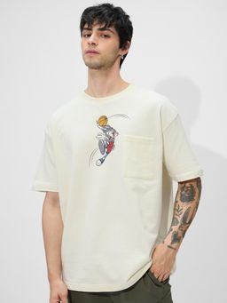 The Souled Store - Light Yellow Official Looney Tunes Bugs Ball Oversized T-Shirt