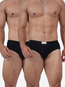Bonjour - Black Cotton Solid Briefs (Pack of 2)