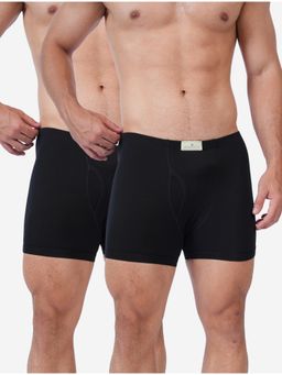 Bonjour - Black Cotton Solid Trunks (Pack of 2)