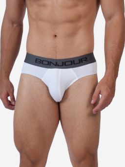 Bonjour - White Cotton Solid Brief