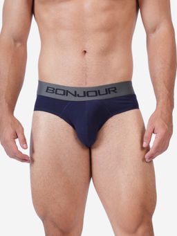 Bonjour - Navy Blue Cotton Solid Brief