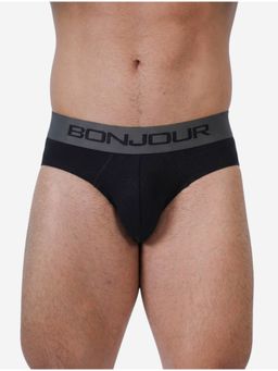 Bonjour - Black Cotton Solid Brief