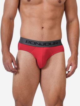 Bonjour - Red Cotton Solid Brief