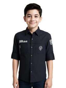 CAVIO - Boys White Cotton Regular Fit Full Sleeves Shirt