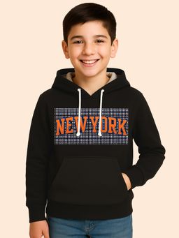 Kuchipoo - Boys Black Regular Fit Winterwear Hoodie