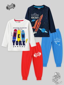 Kuchipoo - Boys Multi-Color Regular Fit Cotton T-Shirt & Joggers (Pack of 2)