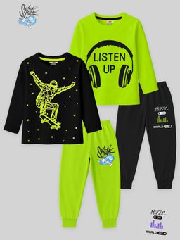 Kuchipoo - Boys Multi-Color Regular Fit Cotton T-Shirt & Joggers (Pack of 2)