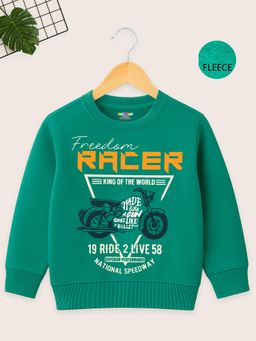 Kuchipoo - Boys Green Regular Fit Winterwear Sweatshirt