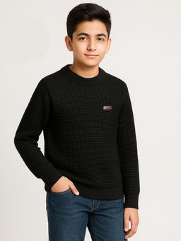 Kuchipoo - Boys Black Regular Fit Winterwear Sweater