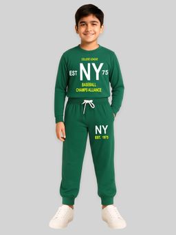 Kuchipoo - Boys Green Regular Fit Cotton Co-Ord Set
