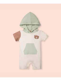 My Milestones - 100% Cotton Colorblocked Half Romper - Off White
