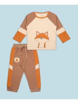 My Milestones - 100% Cotton Full Sleeves Woodland Wonder Briar Co-Ord Set - Beige