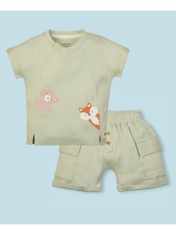 My Milestones - Half Sleeves Woodland Wonder Boxy Co-Ord Set - Sage Green