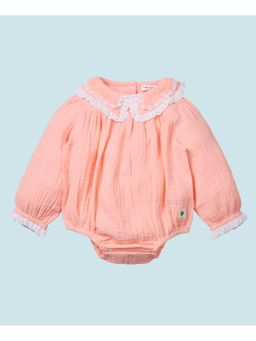 My Milestones - Double Cloth Full Sleeves Onesie - Peach