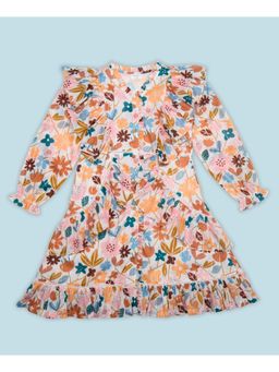 My Milestones - 100% Woven Cotton Full Sleeves Florence Ruffle Dress - Multi-Color