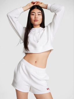 Victoria's Secret - Women White Embroidered Ivy Fleece Relaxed Campus Shorts