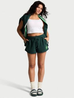 Victoria's Secret - Women Green Embroidered Ivy Fleece Relaxed Shorts