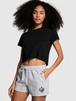 Victoria's Secret - Women Grey Embroidered Ivy Fleece Relaxed Shorts