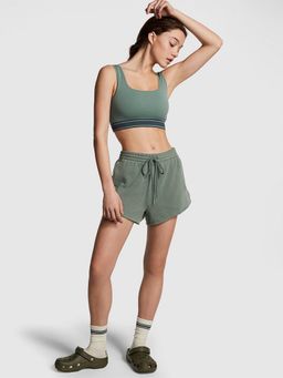 Victoria's Secret - Women Green Solid Ivy Fleece Curved Hem Shorts