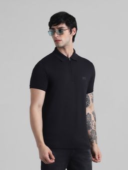 Jack & Jones - Black Slim Fit Non Stretch Polo Neck