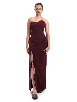 MAMKAM - Maroon Curve Skirt with Belt