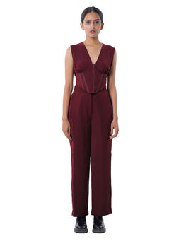 MAMKAM - Maroon Affair Corset Top with High Waisted Pants