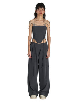 MAMKAM - Grey Bunny Ears Corset Top with Angle Fly Pants
