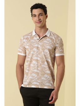 Allen Solly - Beige Printed Regular Polo T-Shirt