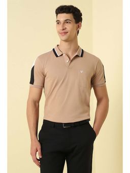 Allen Solly - Beige Solid Regular Polo T-Shirt