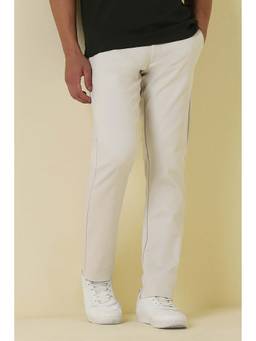 Allen Solly - Cream Solid Slim Trouser