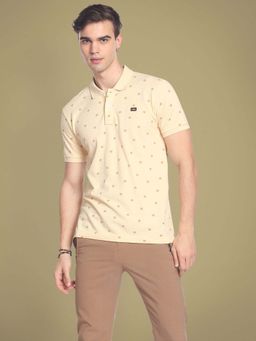 Flying Machine - Yellow Printed Regular Polo T-Shirt