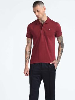 Flying Machine - Red Solid Regular Polo T-Shirt