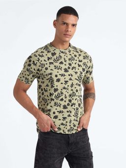 Flying Machine - Green Printed Regular T-Shirt
