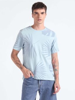 Flying Machine - Blue Printed Regular T-Shirt