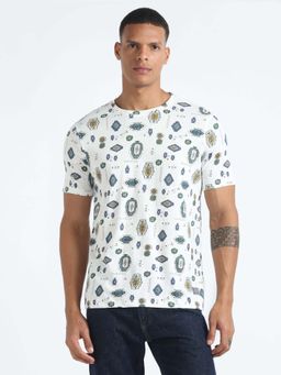 Flying Machine - White Printed Regular T-Shirt