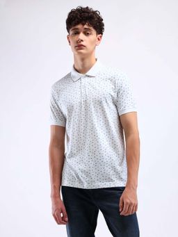 Flying Machine - White Printed Regular Polo T-Shirt
