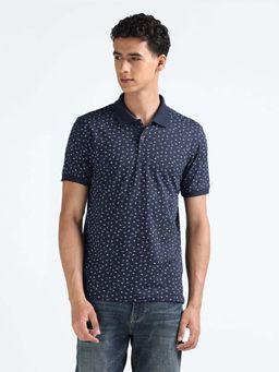 Flying Machine - Blue Printed Regular Polo T-Shirt