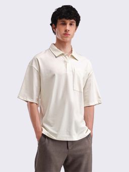 Flying Machine - White Solid Oversized Polo T-Shirt