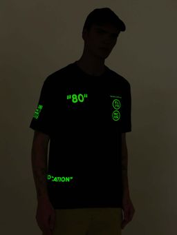 Flying Machine - Black Printed Oversized T-Shirt