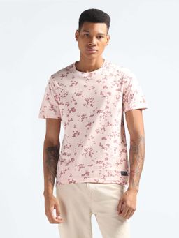 Flying Machine - Pink Printed Regular T-Shirt