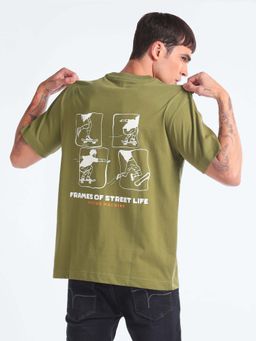 Flying Machine - Green Printed Oversized T-Shirt