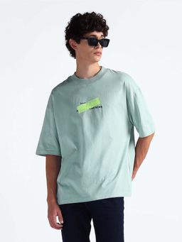 Flying Machine - Blue Printed Oversized T-Shirt