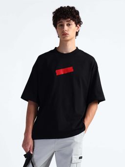 Flying Machine - Black Printed Oversized T-Shirt