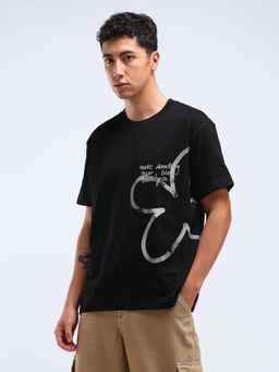 Flying Machine - Black Printed Relaxed T-Shirt