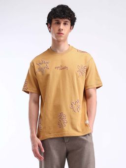 Flying Machine - Yellow Printed Relaxed T-Shirt