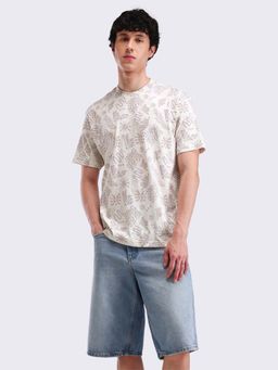 Flying Machine - White Printed Relaxed T-Shirt